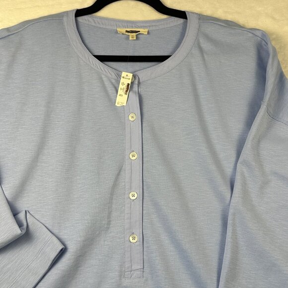 Madewell Womens Relaxed Henley Long Sleeve Top Peri Blue XL Minimalist NWTD - Picture 4 of 9